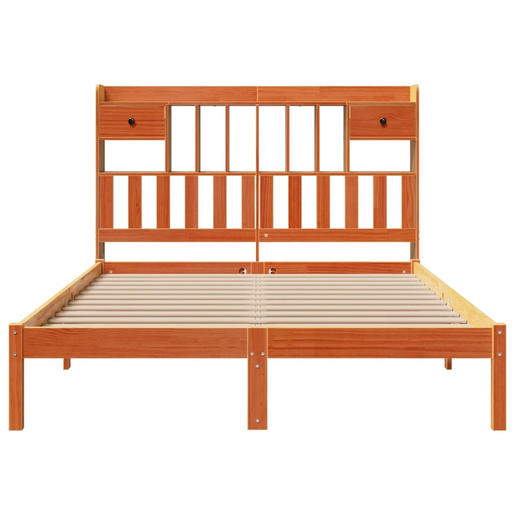 Bookcase Bed without Mattress Wax Brown 140x200 cm Solid Wood Pine
