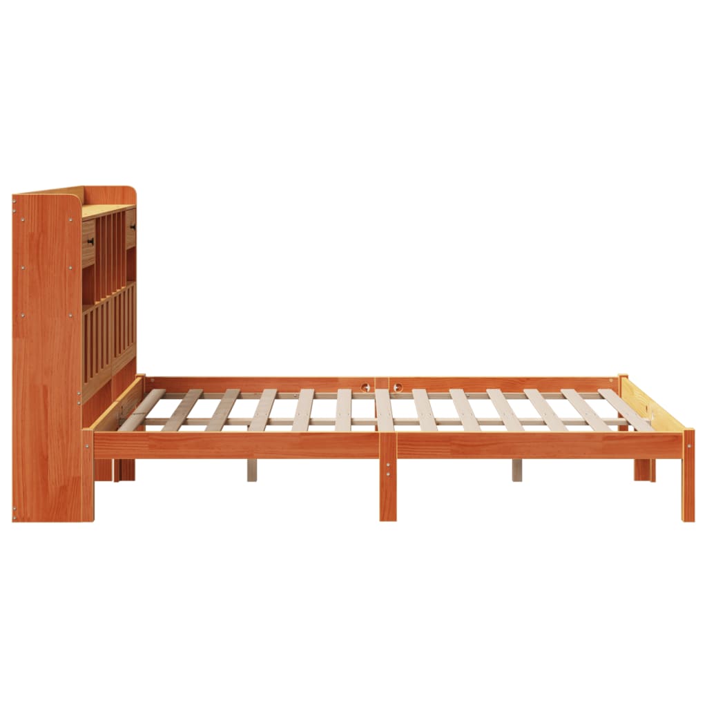 Bookcase Bed without Mattress Wax Brown 140x200 cm Solid Wood Pine