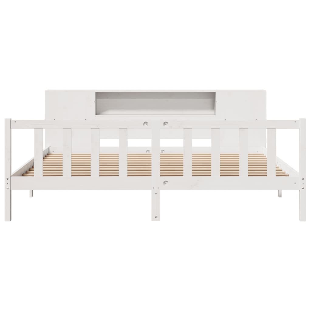 Bookcase Bed without Mattress White 200x200 cm Solid Wood Pine