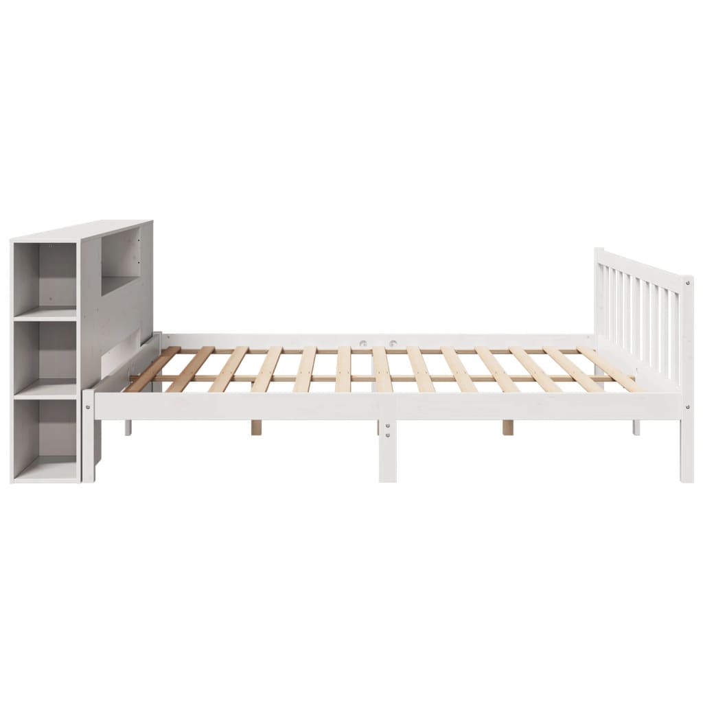Bookcase Bed without Mattress White 200x200 cm Solid Wood Pine