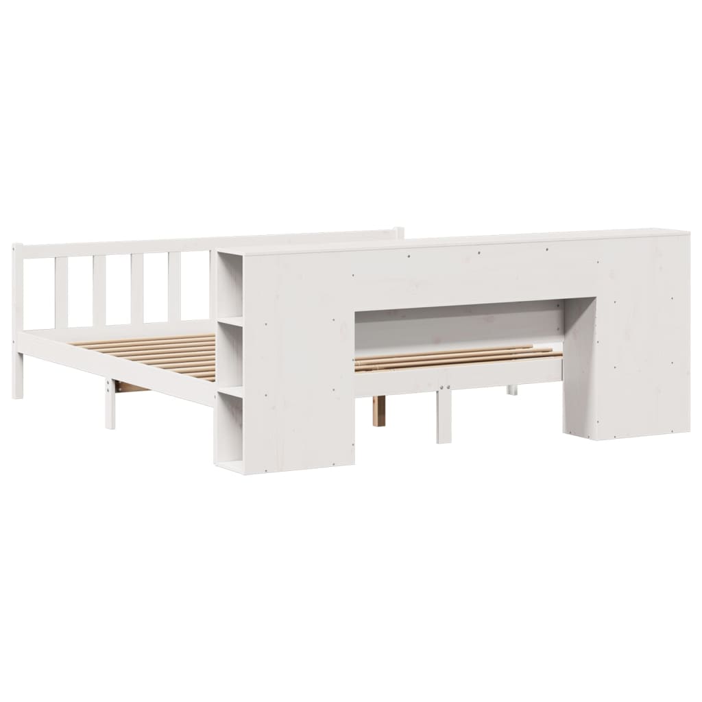 Bookcase Bed without Mattress White 200x200 cm Solid Wood Pine