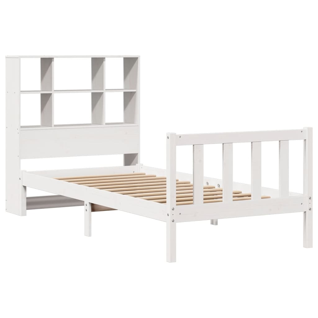 Bookcase Bed without Mattress White 90x190 cm Single Solid Wood Pine
