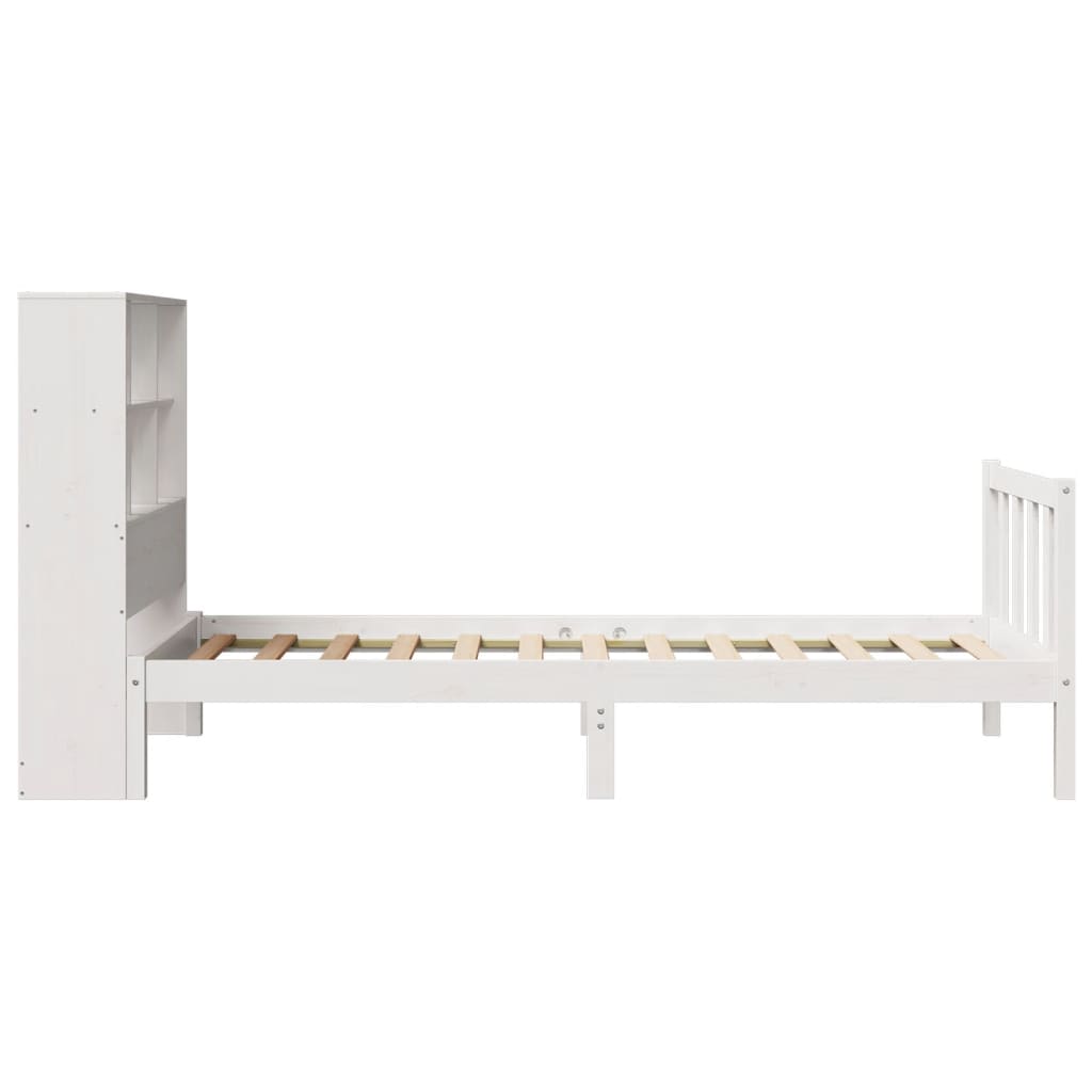 Bookcase Bed without Mattress White 90x190 cm Single Solid Wood Pine