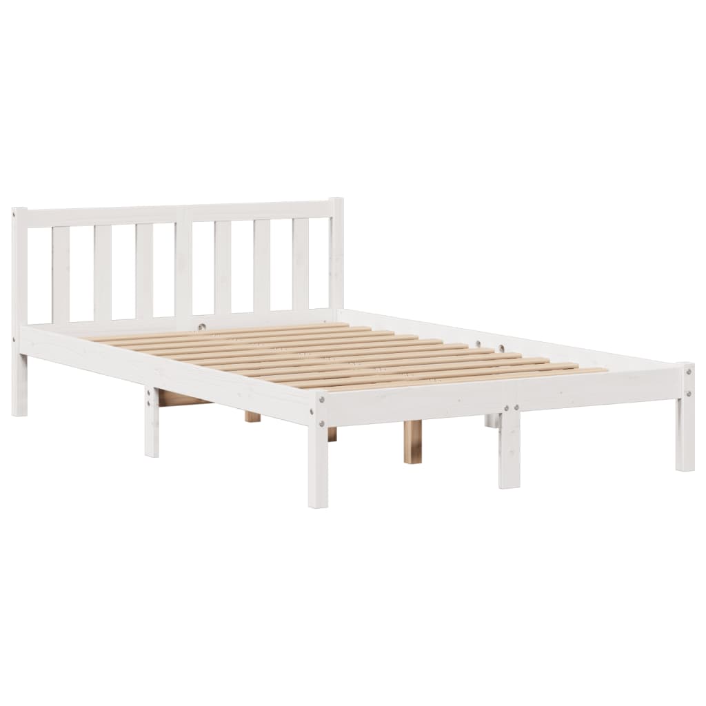 Bookcase Bed without Mattress White 135x190 cm Double Solid Wood Pine