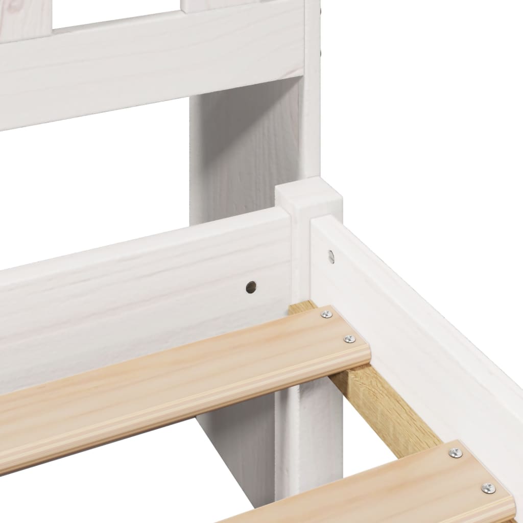 Bookcase Bed without Mattress White 135x190 cm Double Solid Wood Pine
