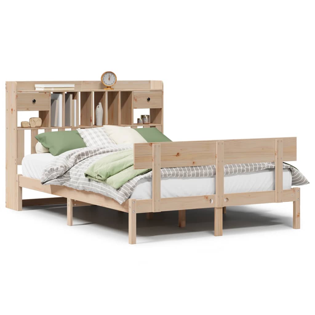 Bookcase Bed without Mattress 150x200 cm King Solid Wood Pine