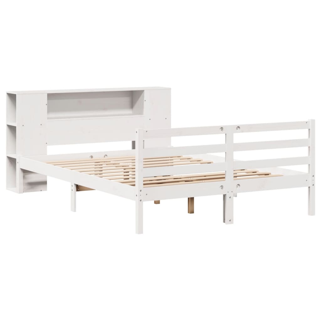 Bookcase Bed without Mattress White 160x200 cm Solid Wood Pine