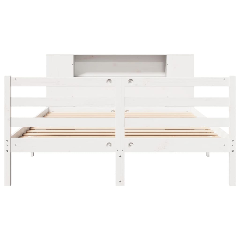 Bookcase Bed without Mattress White 160x200 cm Solid Wood Pine