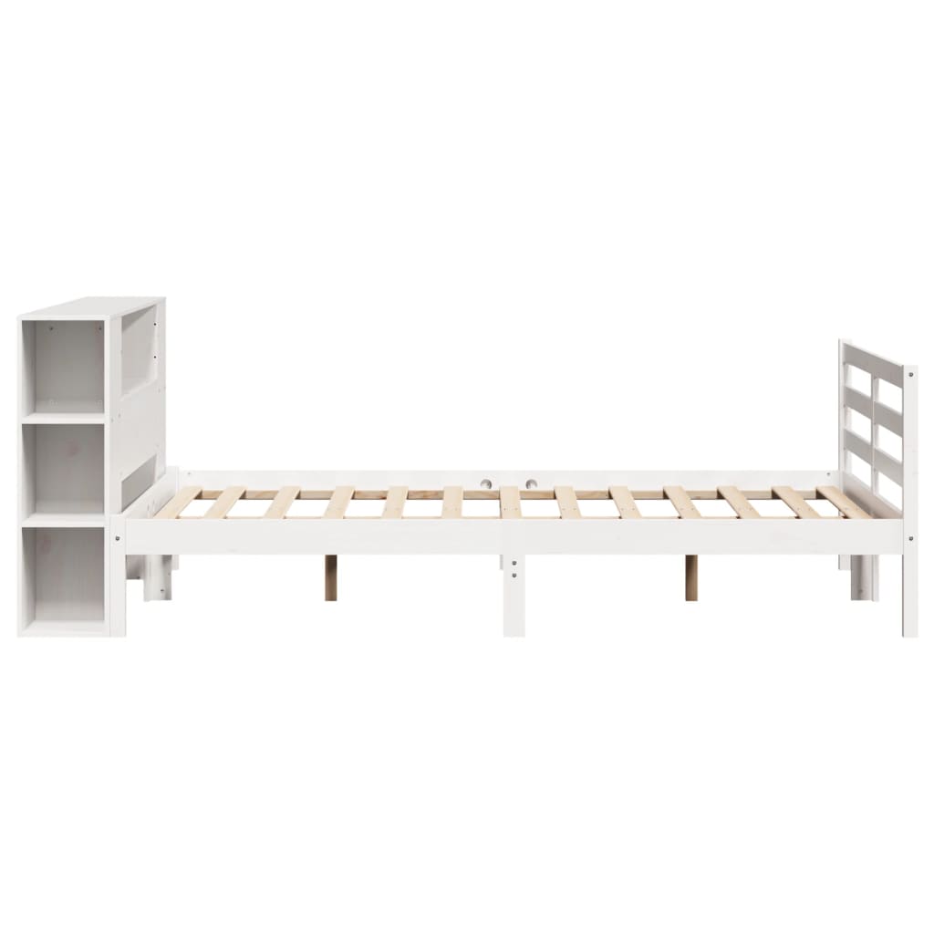 Bookcase Bed without Mattress White 160x200 cm Solid Wood Pine