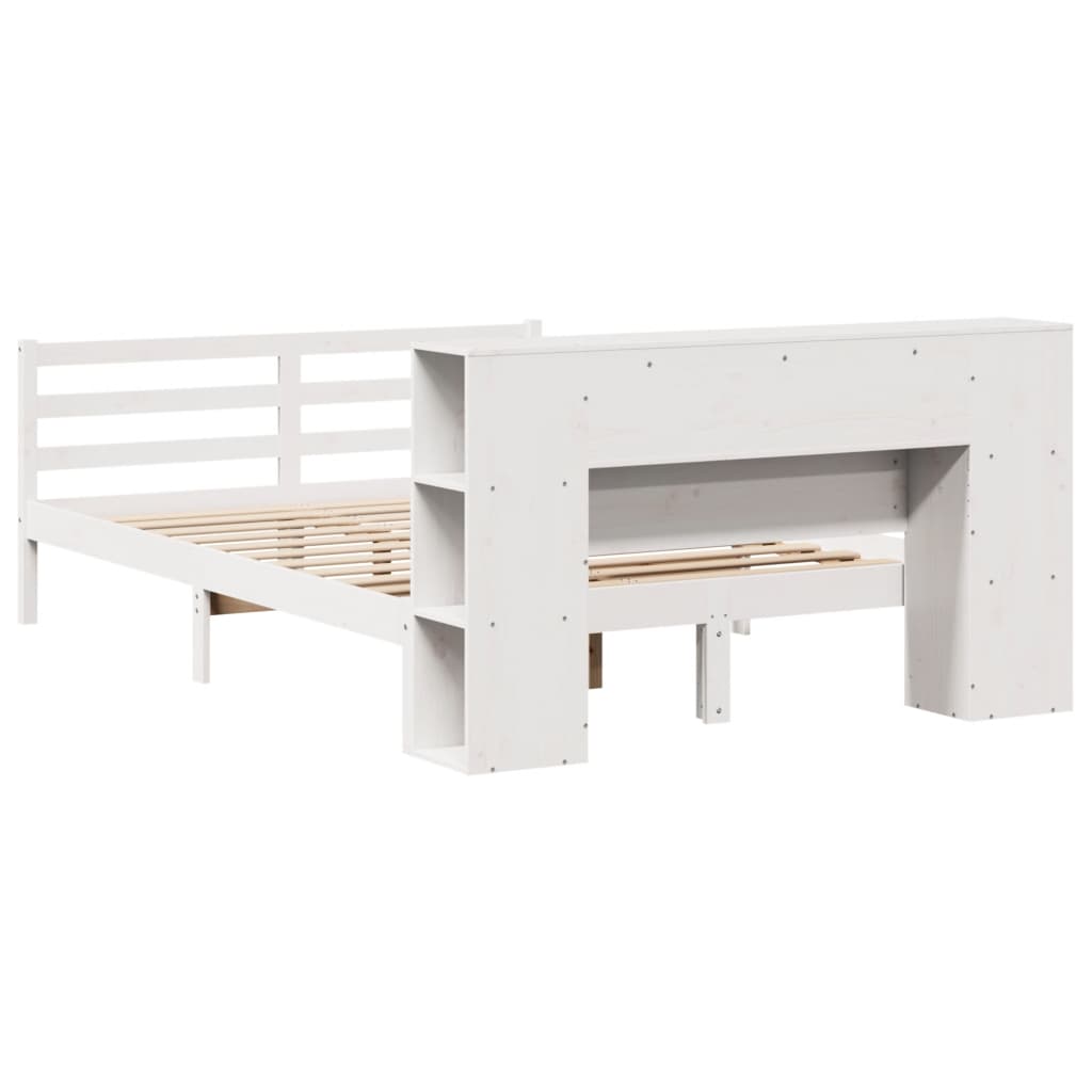 Bookcase Bed without Mattress White 160x200 cm Solid Wood Pine
