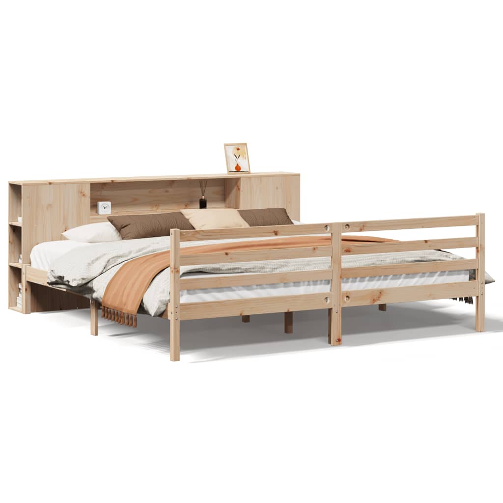 Bookcase Bed without Mattress 180x200 cm Super King Solid Wood Pine