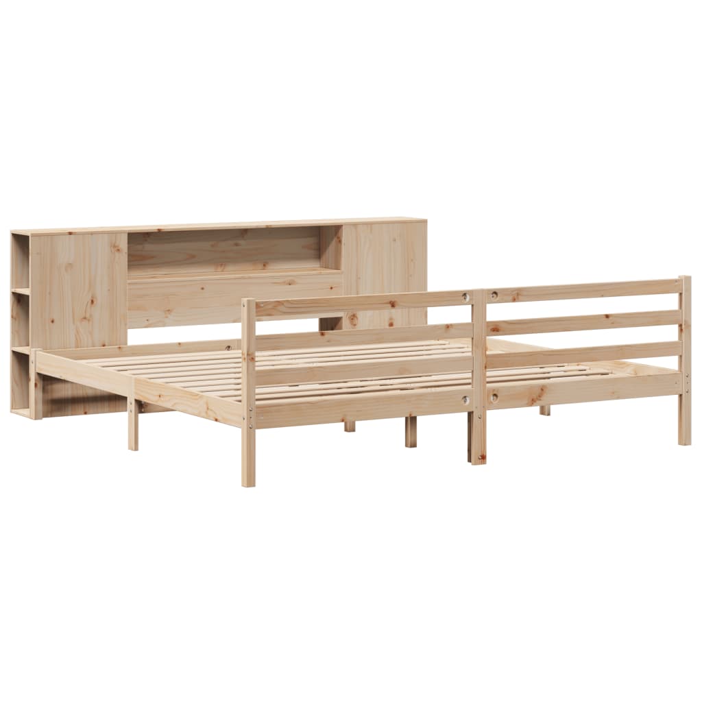 Bookcase Bed without Mattress 180x200 cm Super King Solid Wood Pine