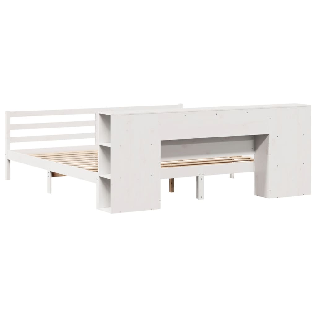 Bookcase Bed without Mattress White 200x200 cm Solid Wood Pine