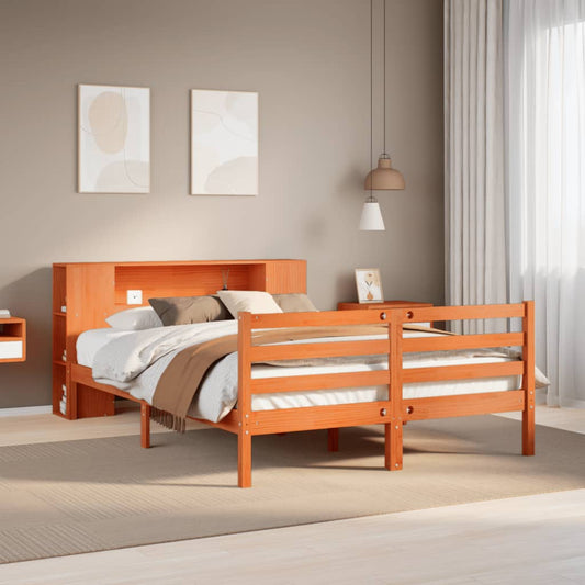 Bookcase Bed without Mattress Wax Brown 120x200 cm Solid Wood Pine