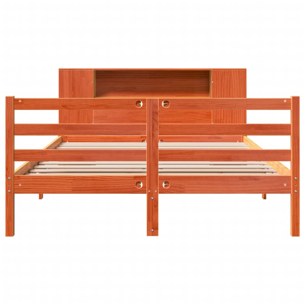 Bookcase Bed without Mattress Wax Brown 160x200 cm Solid Wood Pine