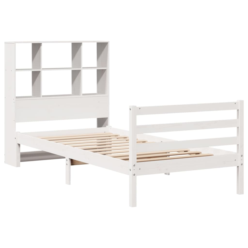 Bookcase Bed without Mattress White 90x190 cm Single Solid Wood Pine