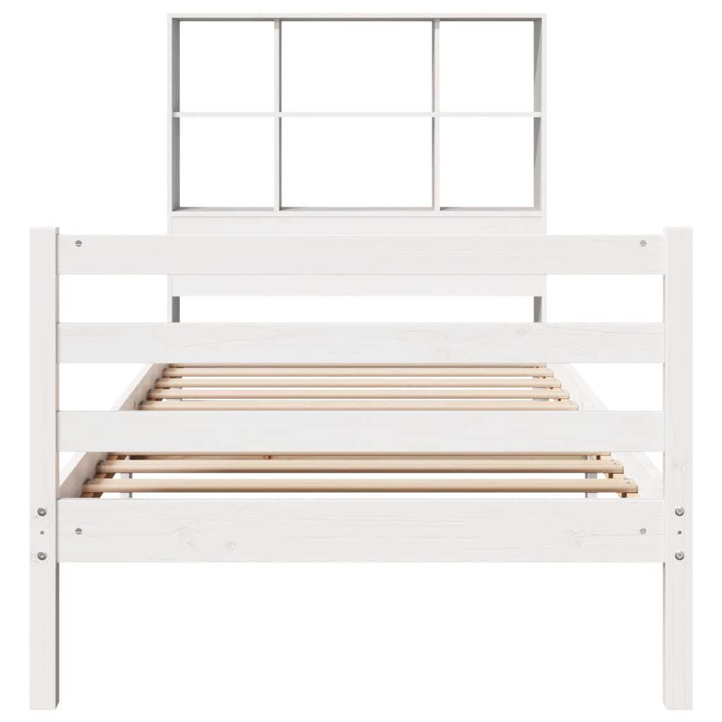 Bookcase Bed without Mattress White 90x190 cm Single Solid Wood Pine