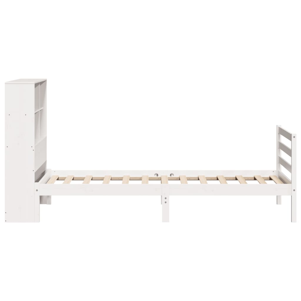 Bookcase Bed without Mattress White 90x190 cm Single Solid Wood Pine