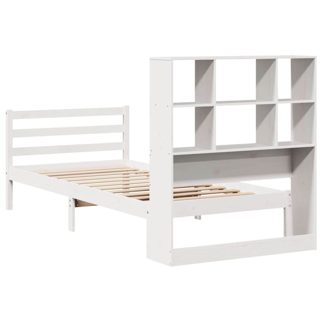Bookcase Bed without Mattress White 90x190 cm Single Solid Wood Pine