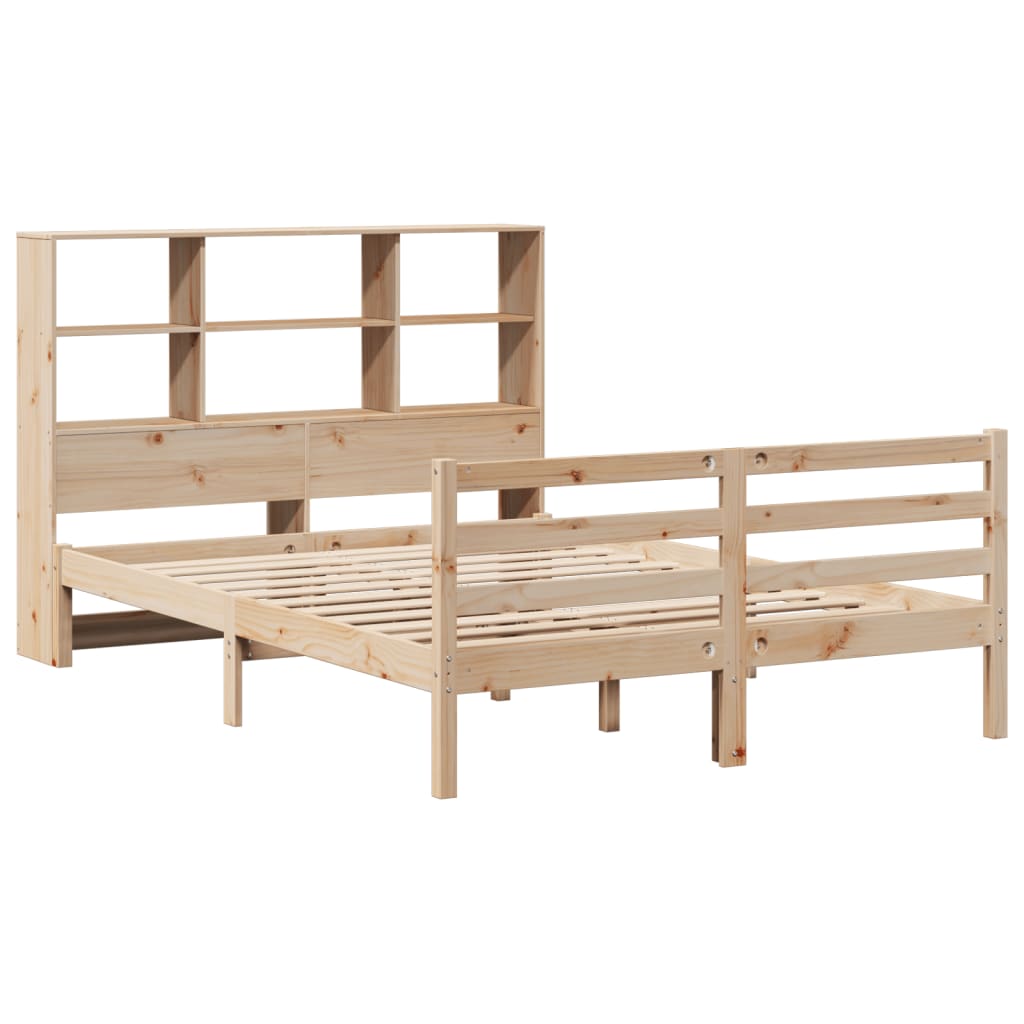 Bookcase Bed without Mattress 140x190 cm Solid Wood Pine