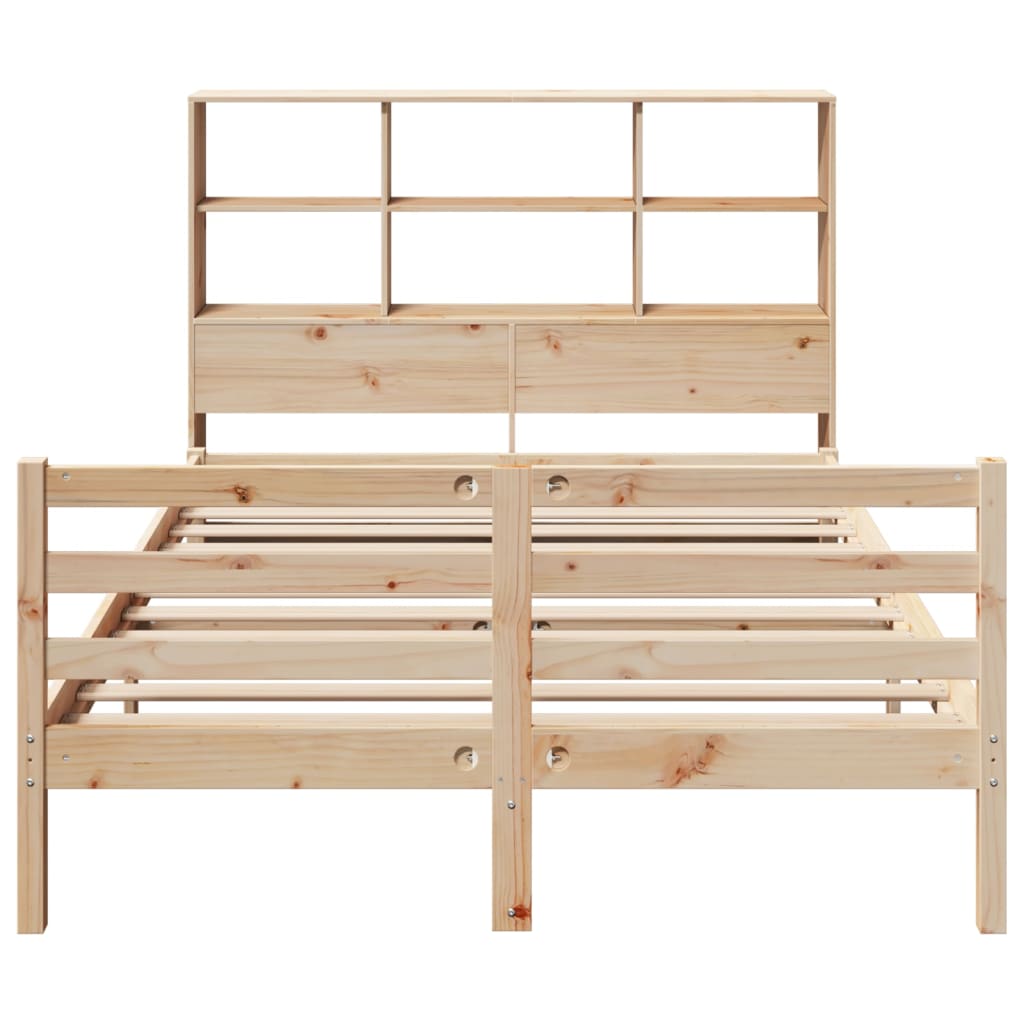Bookcase Bed without Mattress 140x190 cm Solid Wood Pine