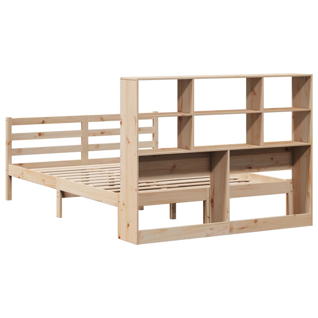 Bookcase Bed without Mattress 140x190 cm Solid Wood Pine