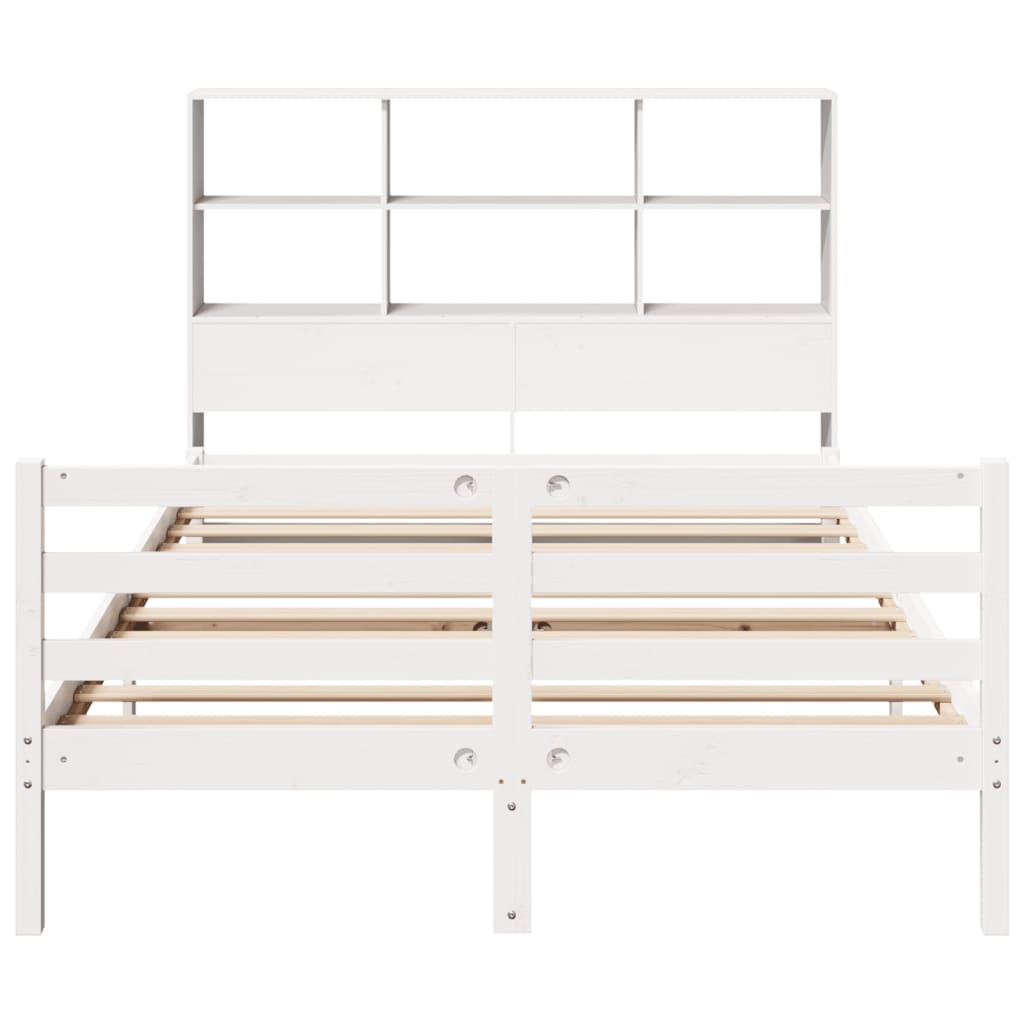 Bookcase Bed without Mattress White 120x200 cm Solid Wood Pine