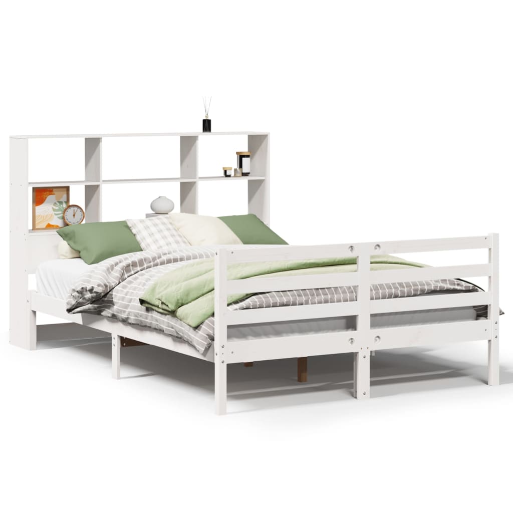 Bookcase Bed without Mattress White 160x200 cm Solid Wood Pine