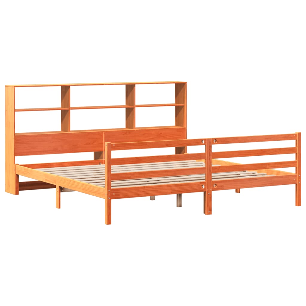 Bookcase Bed without Mattress Wax Brown 180x200 cm Super King Solid Wood
