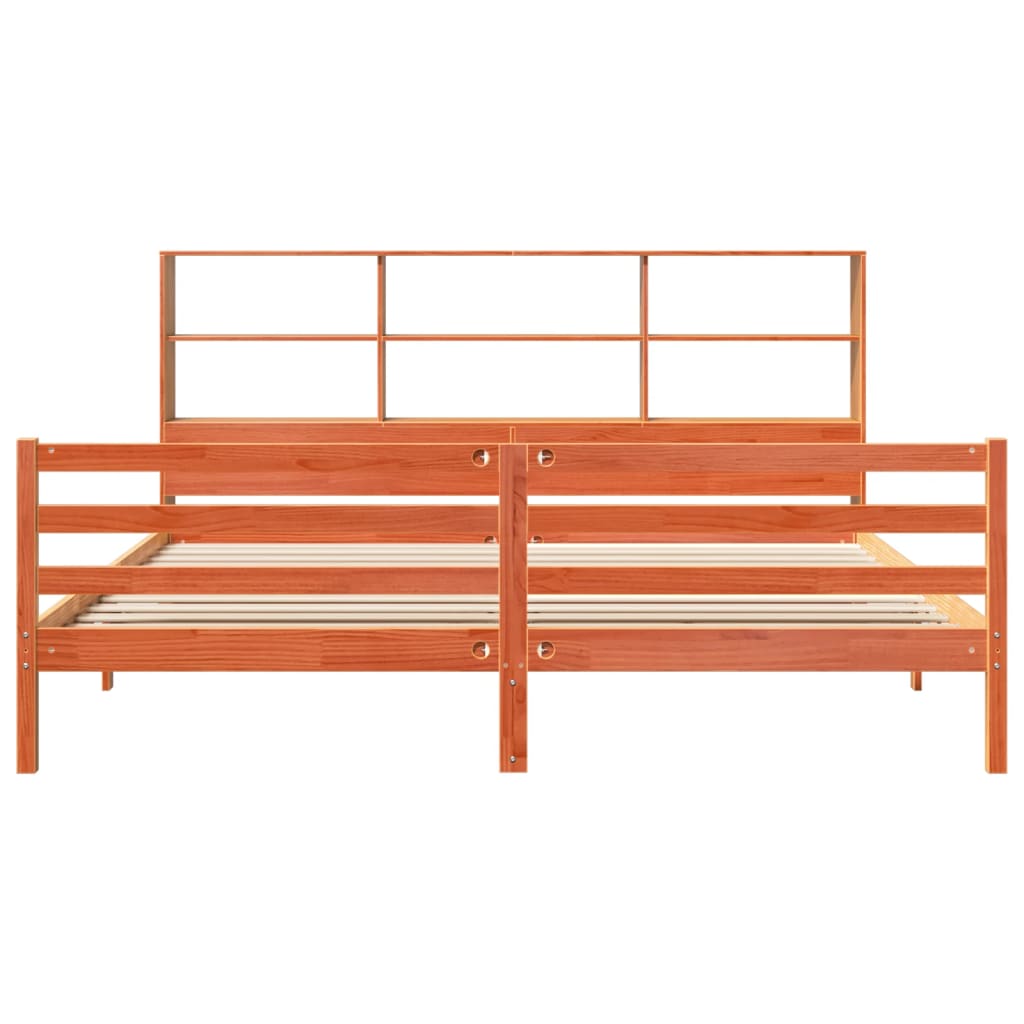 Bookcase Bed without Mattress Wax Brown 180x200 cm Super King Solid Wood
