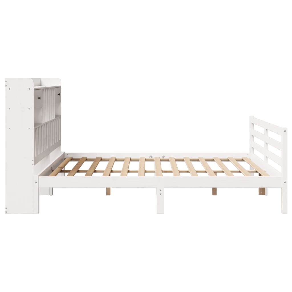 Bookcase Bed without Mattress White 180x200 cm Super King Solid Wood Pine