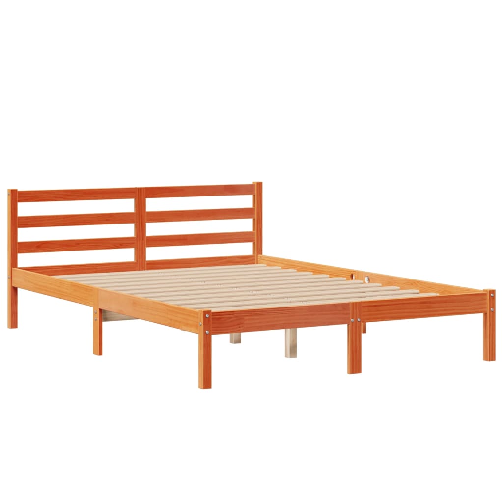 Bookcase Bed without Mattress Wax Brown 160x200cm Solid Wood Pine