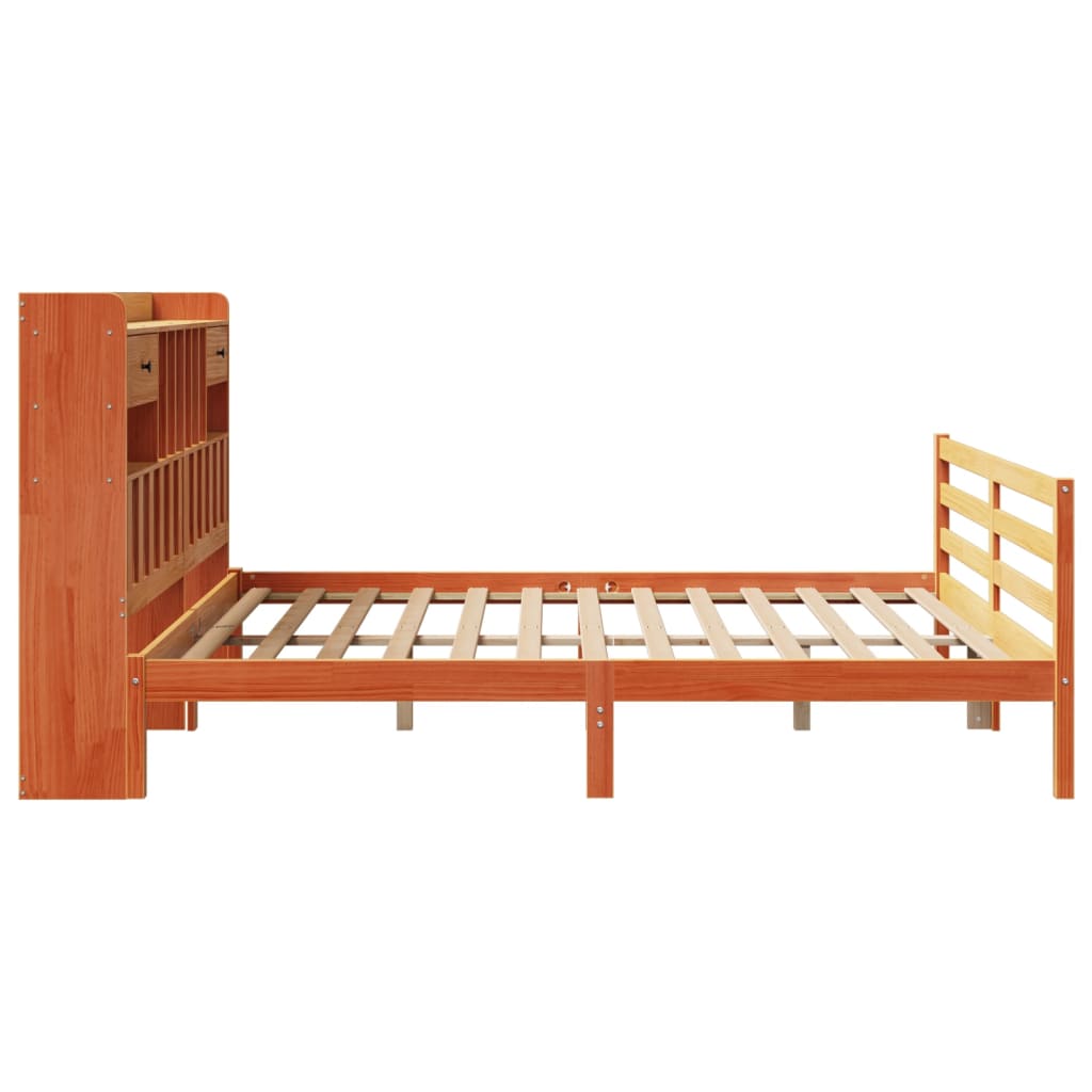 Bookcase Bed without Mattress Wax Brown 180x200 cm Super King Solid Wood Pine