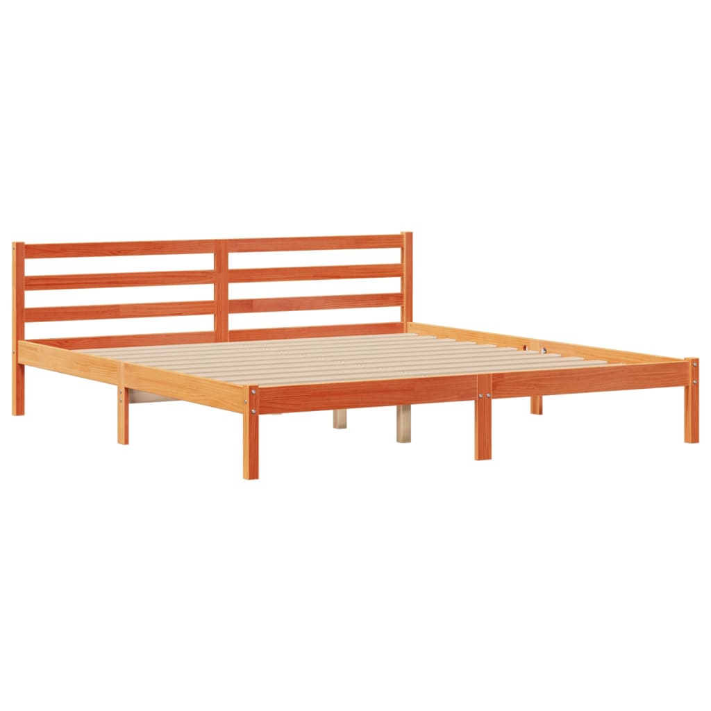 Bookcase Bed without Mattress Wax Brown 180x200 cm Super King Solid Wood Pine