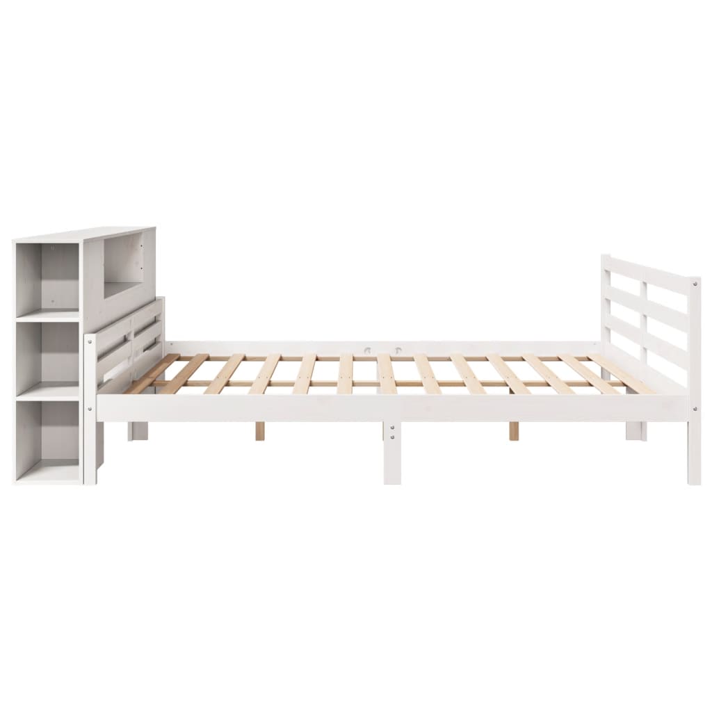Bookcase Bed without Mattress White 180x200 cm Super King Solid Wood Pine