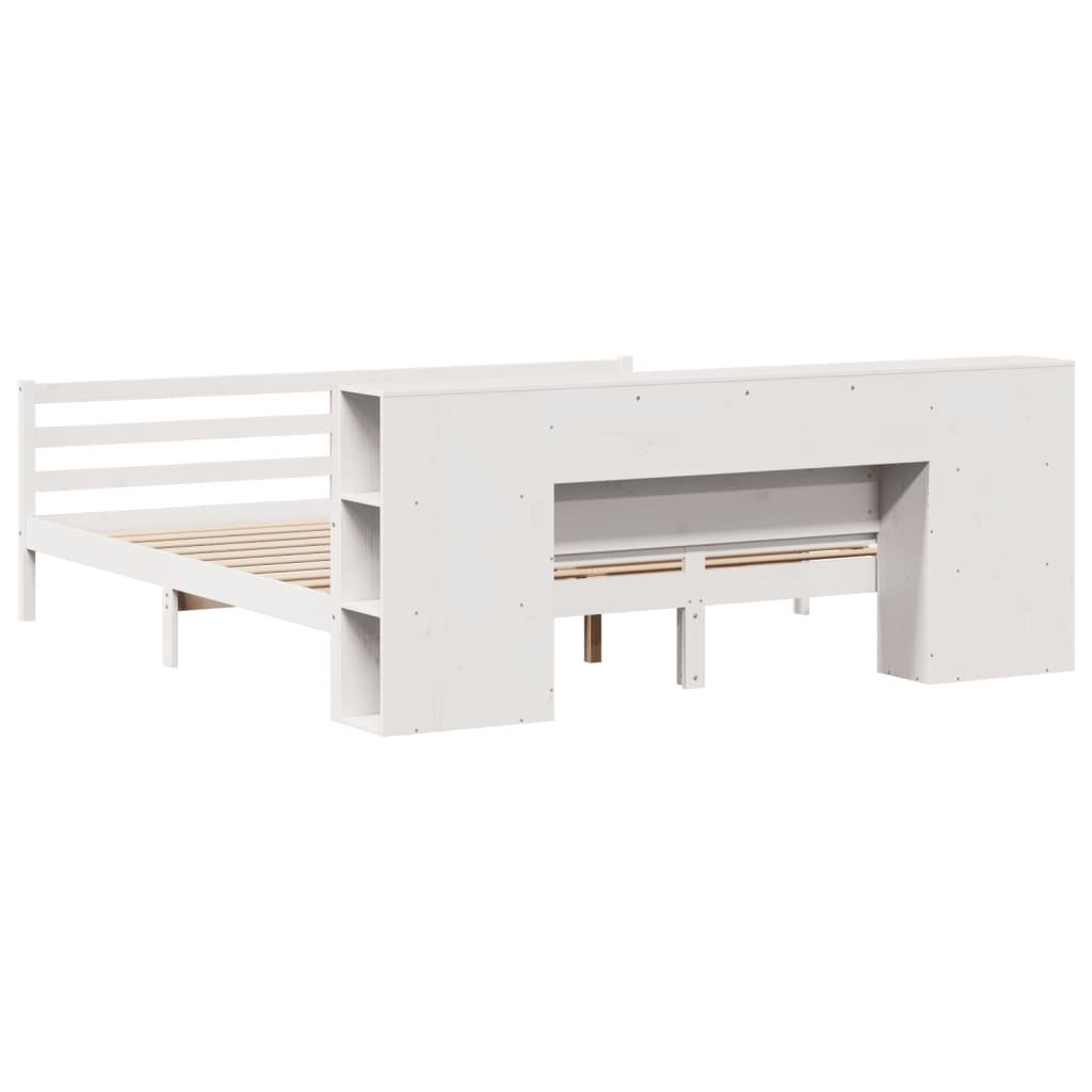 Bookcase Bed without Mattress White 180x200 cm Super King Solid Wood Pine