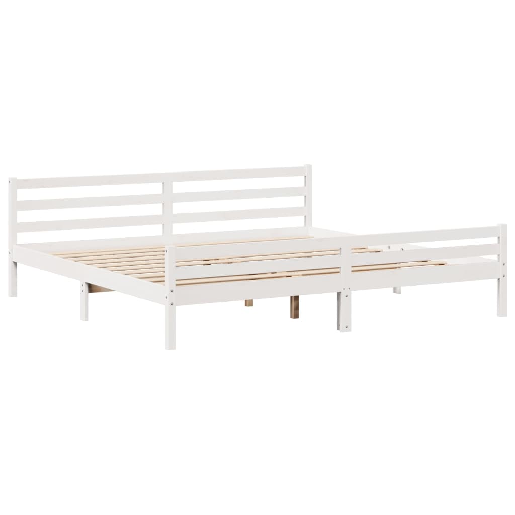 Bookcase Bed without Mattress White 180x200 cm Super King Solid Wood Pine