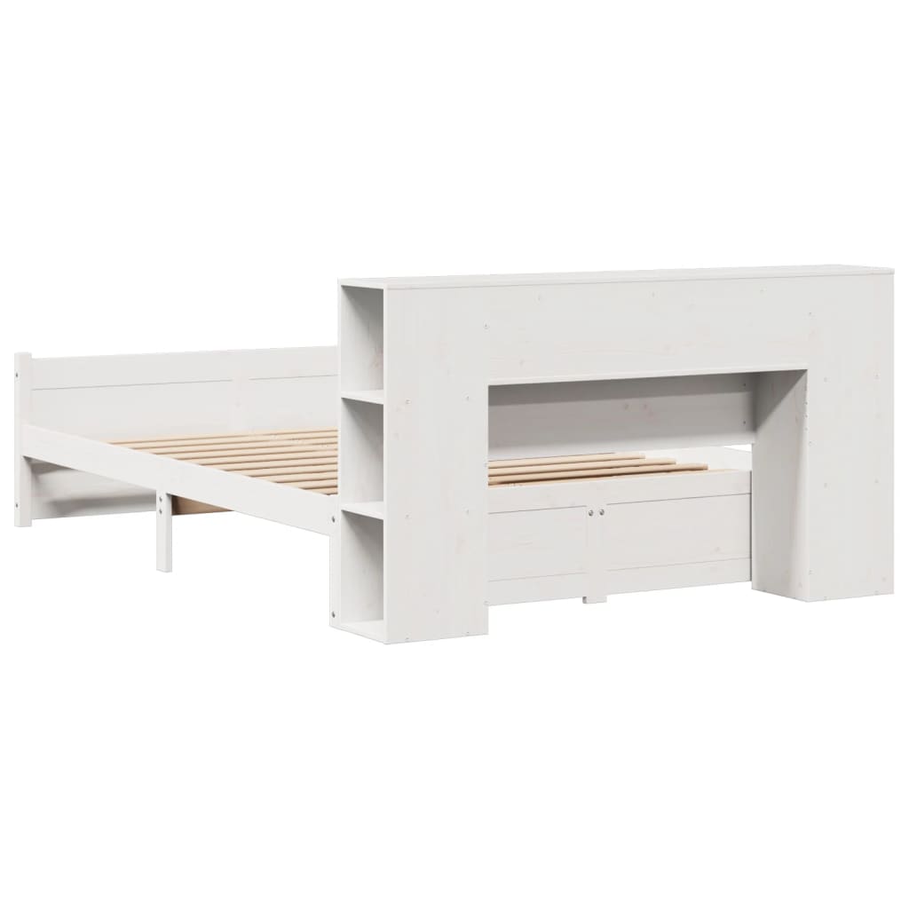 Bookcase Bed without Mattress White 120x190cm Small Double Solid Wood Pine