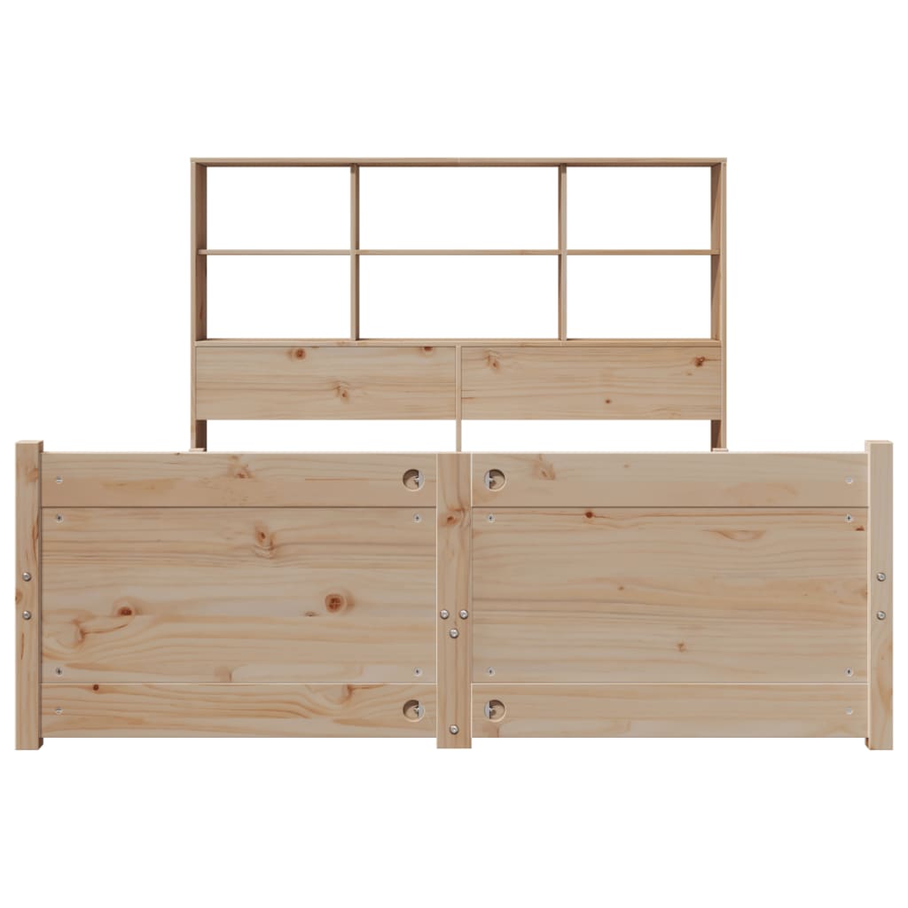 Bookcase Bed without Mattress 140x190cm Solid Wood Pine