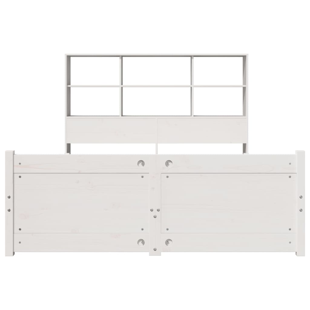 Bookcase Bed without Mattress White 140x190cm Solid Wood Pine