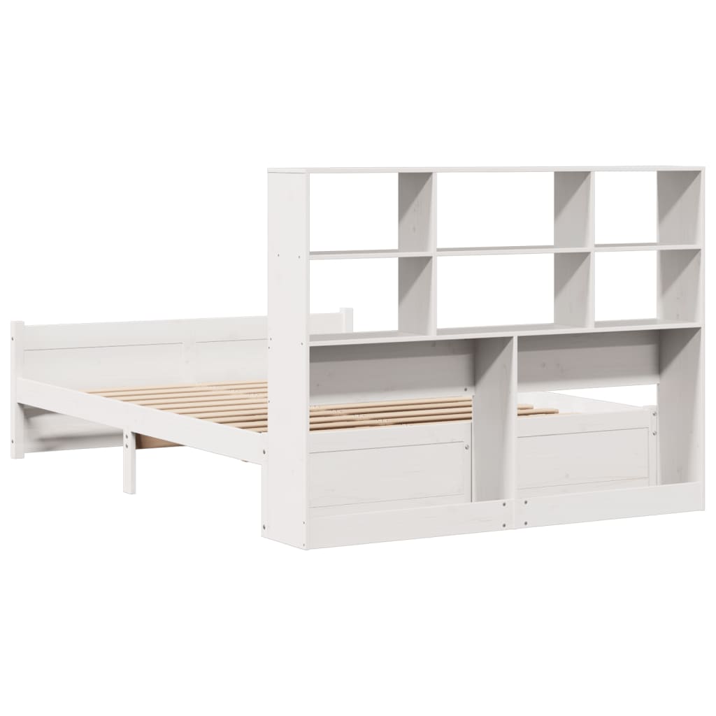 Bookcase Bed without Mattress White 140x190cm Solid Wood Pine