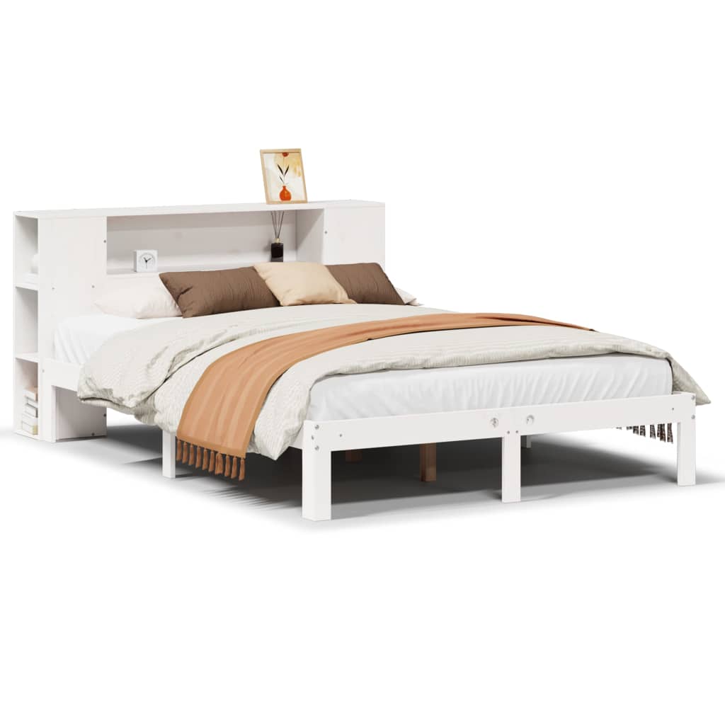 Bookcase Bed without Mattress White 120x190 cm Small Double Solid Wood Pine