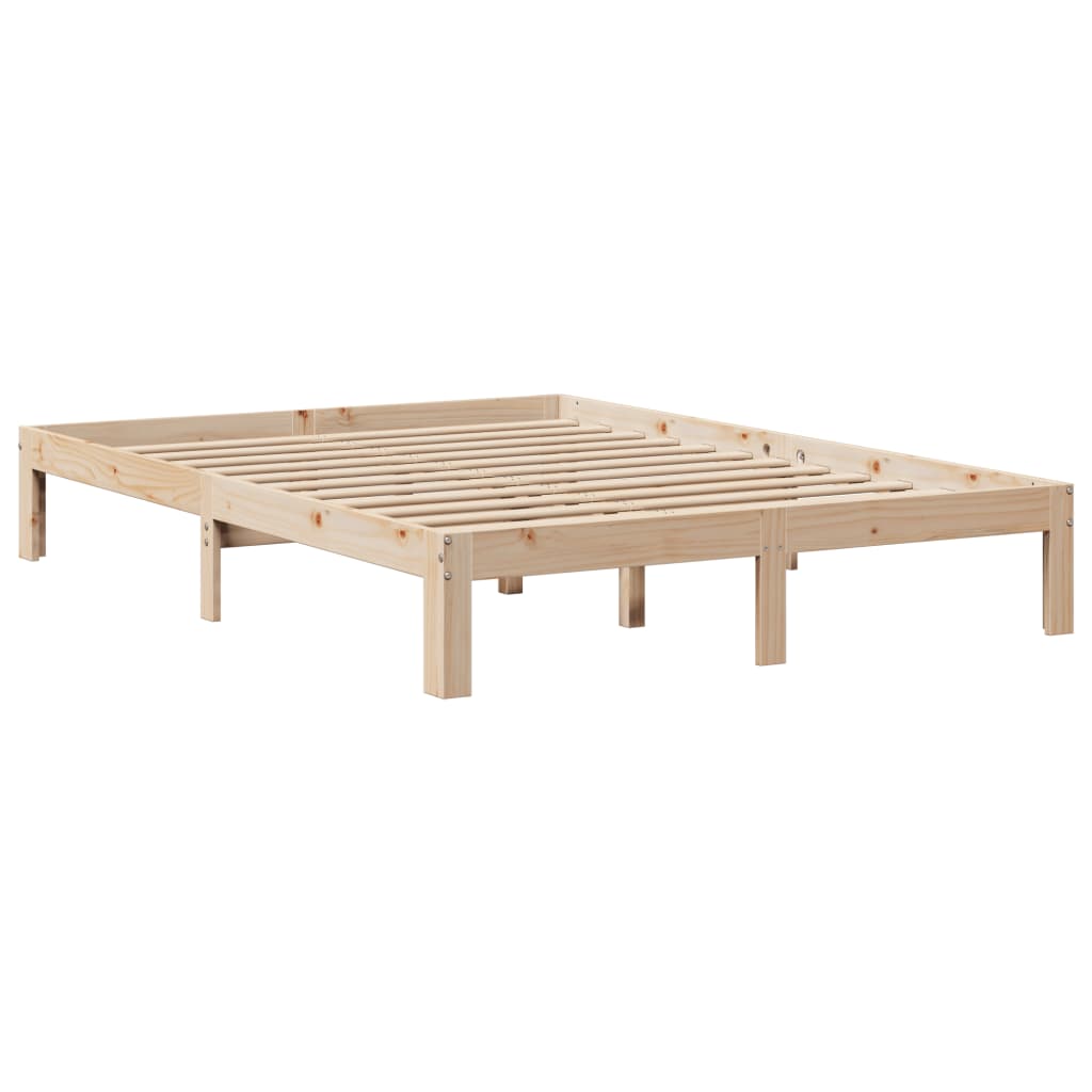 Bookcase Bed without Mattress 150x200 cm King Size Solid Wood Pine