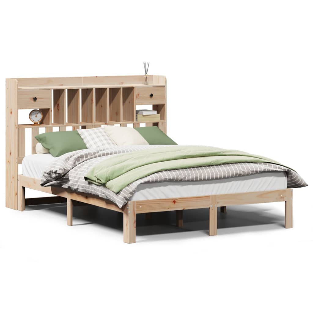 Bookcase Bed without Mattress 150x200cm Solid Wood Pine