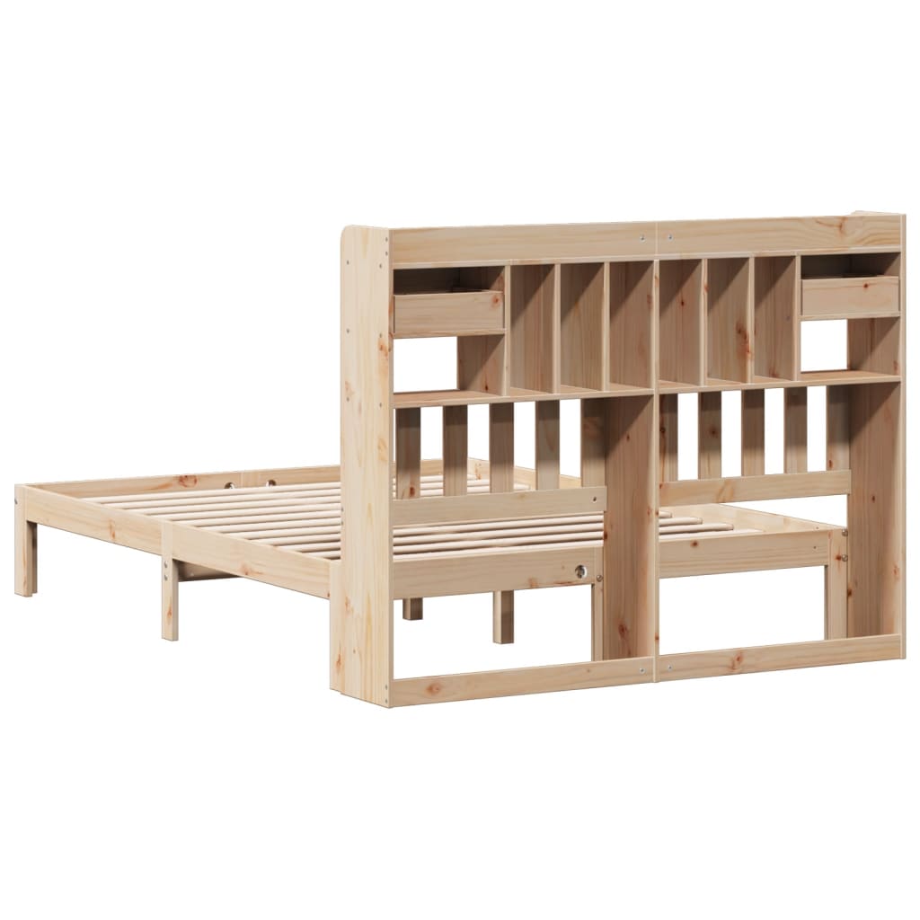 Bookcase Bed without Mattress 150x200cm Solid Wood Pine