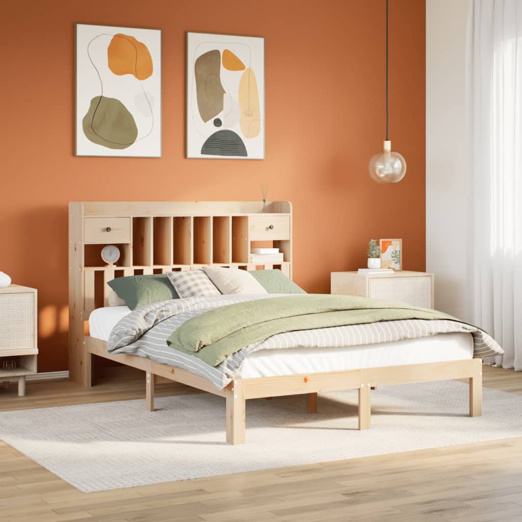 Bookcase Bed without Mattress 150x200cm Solid Wood Pine