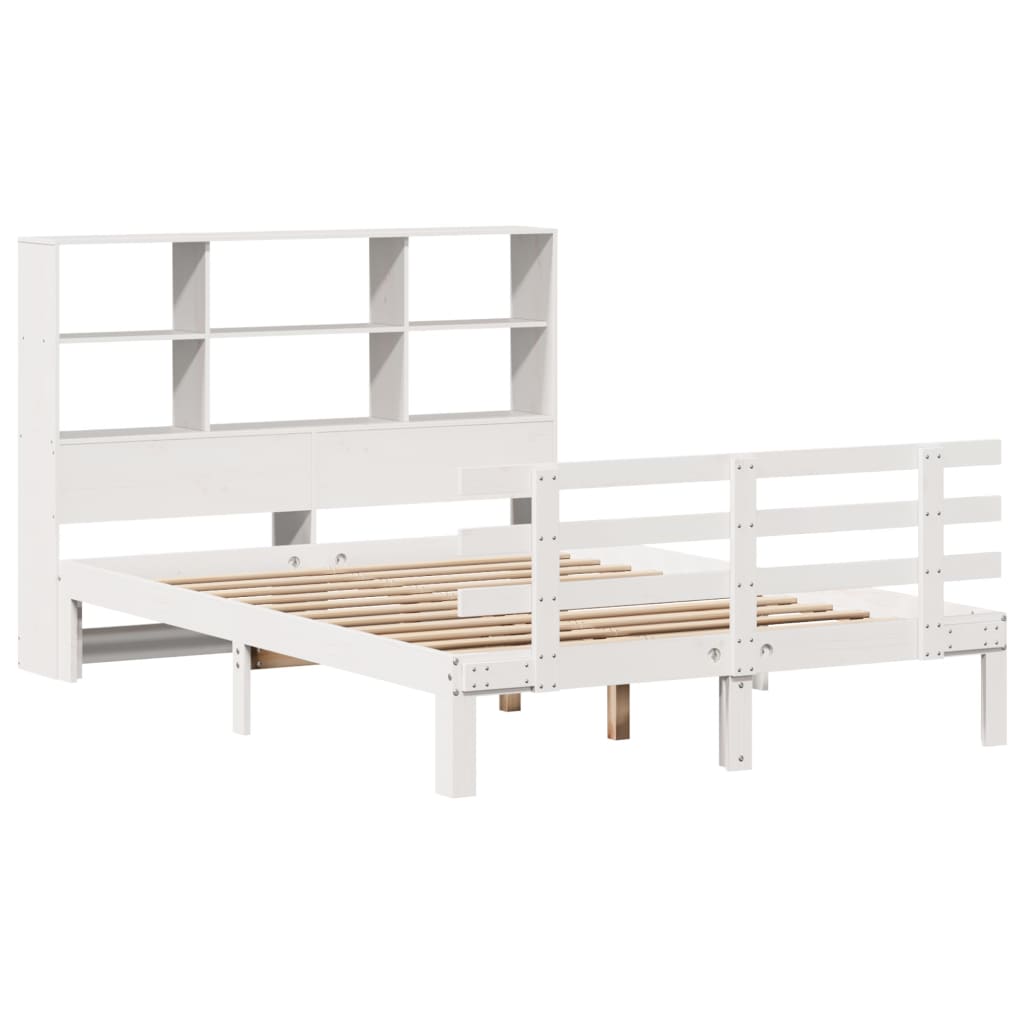 Bookcase Bed without Mattress White 160x200cm Solid Wood Pine