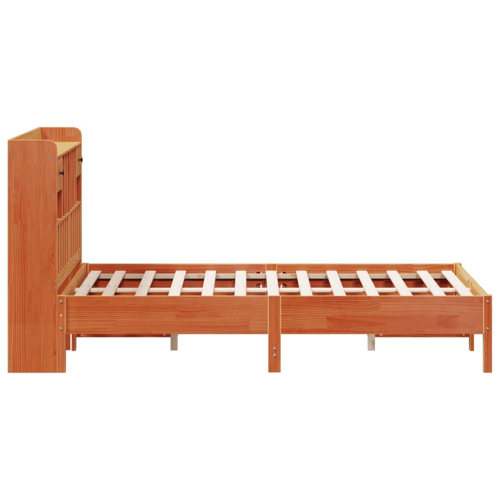 Bookcase Bed without Mattress Wax Brown 140x200 cm Solid Wood Pine