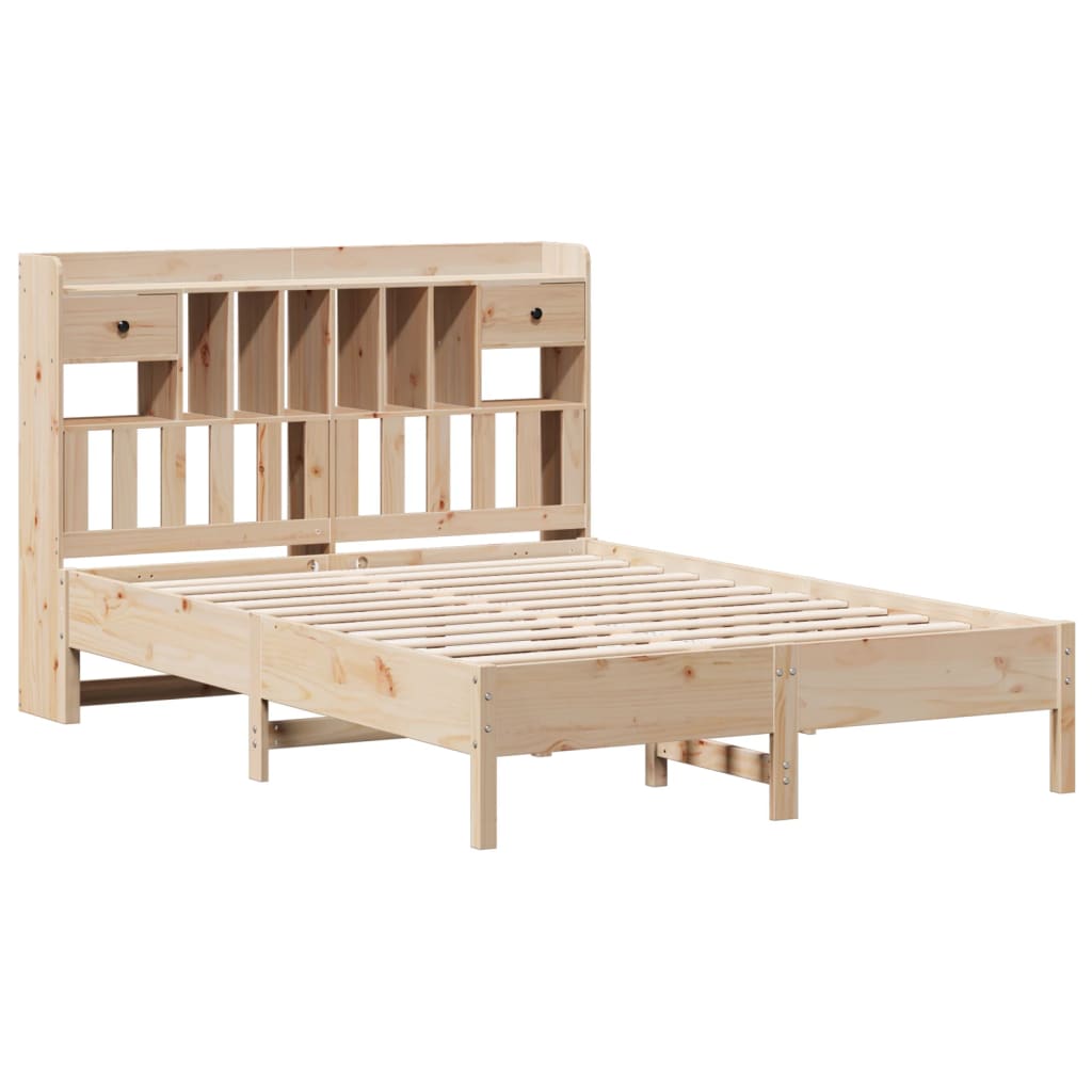Bookcase Bed without Mattress 140x190 cm Solid Wood Pine