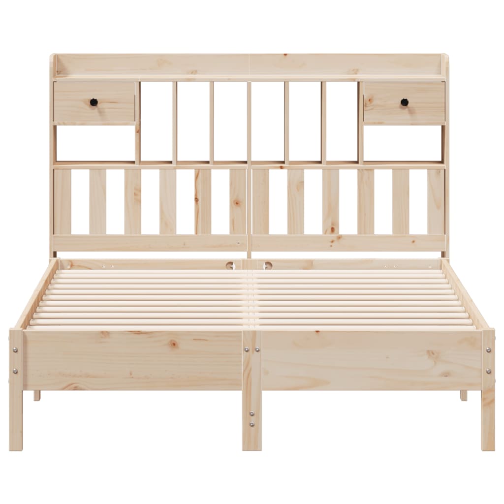 Bookcase Bed without Mattress 140x190 cm Solid Wood Pine